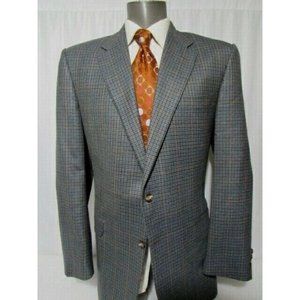 Hickey Freeman‎ 42L Green Plaid Cashmere Wool Sport Jacket Coat Blazer